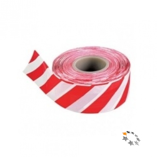 Лента ограждающая с бело-красными наклонными полосами